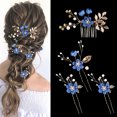 thumbnail image 6 of Fvsianol Wedding Hairpins Rhinestone Hair Clips Bridal Hair Jewelry Set 4Pcs/Set Hairpins Hair Sticker Side Comb Wedding Hair Clips Hair Jewelry for Bride Headwear, 6 of 9