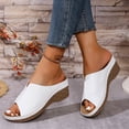 thumbnail image 3 of HomeDM Women's Wedge Platform Sandals Open Peep Toe Slip-On Casual Summer Beach Vacations Slide Sandals, White Size 5.5, 3 of 9