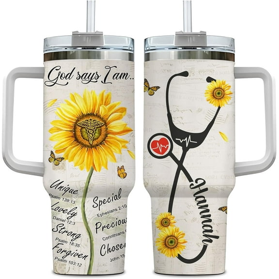Hyturtle Personalized Nurse Gifts For Women Tumbler 40oz with Handle and Straw - Stainless Steel Travel Coffee Cup With Lid - Nurse Graduation Gifts, Nursing Students On Birthday Christmas