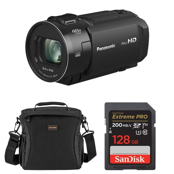 Panasonic HC-V900 Full HD Camcorder, Bundle with 128GB Memory Card and Shoulder Bag