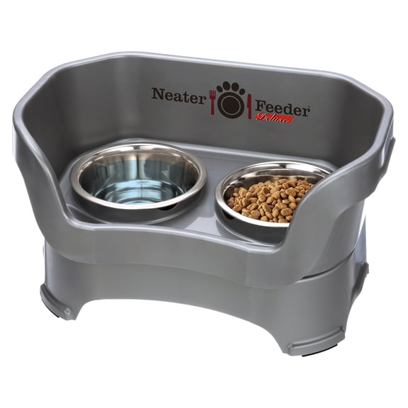 Neater Pets Neater Feeder Deluxe Mess-Proof Elevated Food & Water Bowls for Medium Dogs, Gunmetal