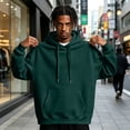 thumbnail image 2 of Domzest Mens Oversized Hoodies Heavyweight Fleece Hooded Sweatshirt Fall Winter Casual Athleisure Pullover With Kangaroo Pocket Dark Green 2XL, 2 of 7