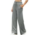 thumbnail image 2 of LEBONYARD Womens Plus Size Clearance $5,Pants for Women Dressy Casual,Fashion Womens Casual Solid Color Pants Straight Wide Leg Trousers Pants Silver L, 2 of 6