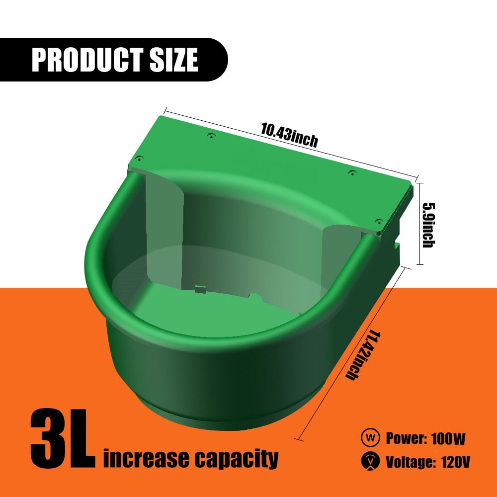 Automatic Heated Dog Waterer Bowl Feeder Constant Temperature Dispenser 3L Outdoor Thermal Bowl with Float Ball Valves for Pet Dog Horse Cattle Goat Sheep (Green)