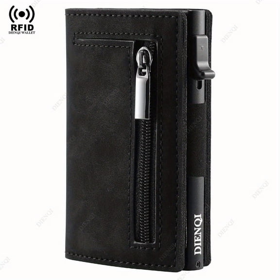 Anti-theft Credit Card Holder Men Wallets Rfid Blocking Aluminum Leather Pop Up Minimalist Wallet Cardholder Wallets for Men