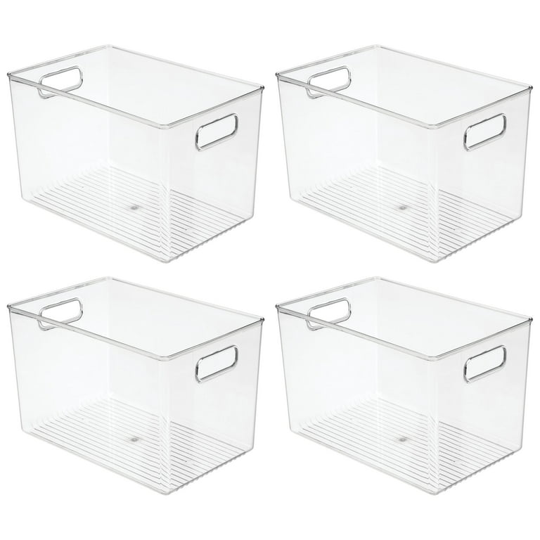 mDesign Plastic Deep Home Storage Organizer Bin with Handles, 4 Pack, Light  Pink - Walmart.com