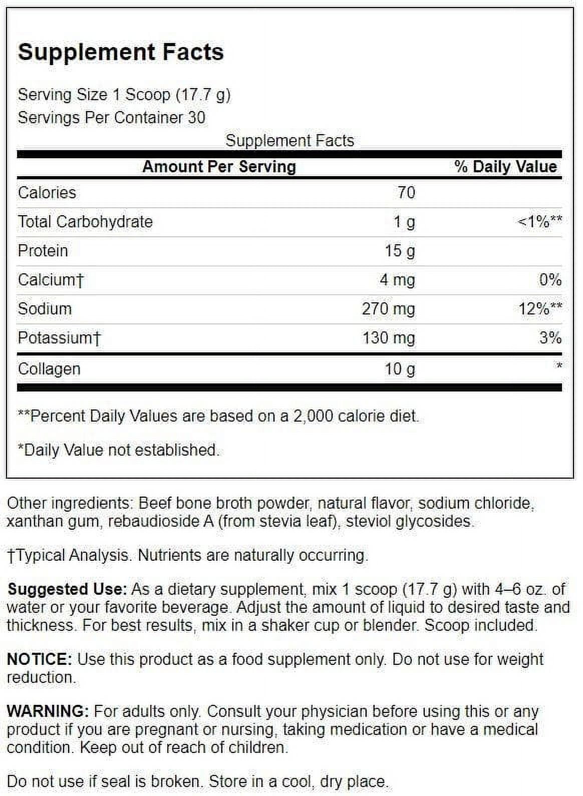 Swanson Real Food Bone Broth Collagen - Vanilla 18.7 oz Powder