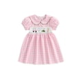 thumbnail image 1 of SUNSIOM Robe d'Été Fille Tout-Petit à Carreaux Col Poupée Manches Courtes Robe Brodée Voiturette de Golf, 1 of 4