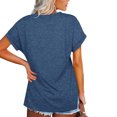 thumbnail image 4 of Jumpingount Camiseta de mujer con cuello en V, manga corta de color sólido, blusa dividida de color sólido Prendas para la parte del cuerpo Azul oscuro SG Jumpingount AP003161-24, 4 of 6