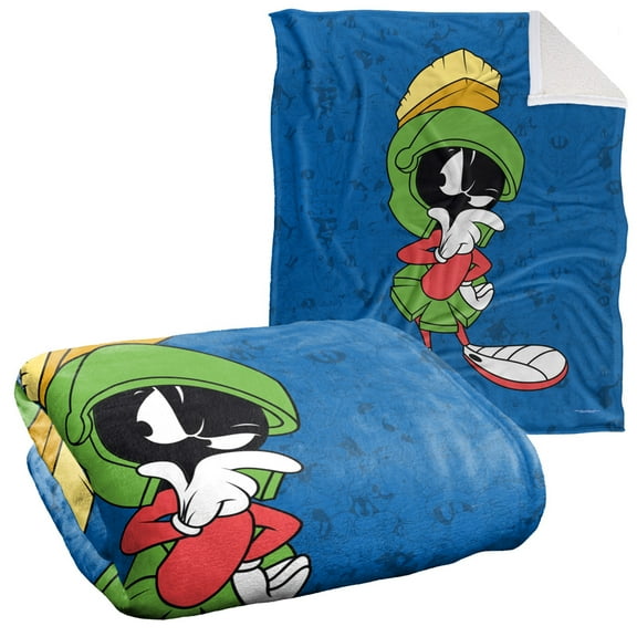 Looney Tunes Blanket, 50"x60", Marvin Character Sherpa Back Super Soft Throw