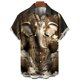 thumbnail image 3 of Camiseta de manga corta con estampado 3D de elefante para hombre, camisa informal personalizada de calle con cuello vuelto y botones, verano 2024, 3 of 5
