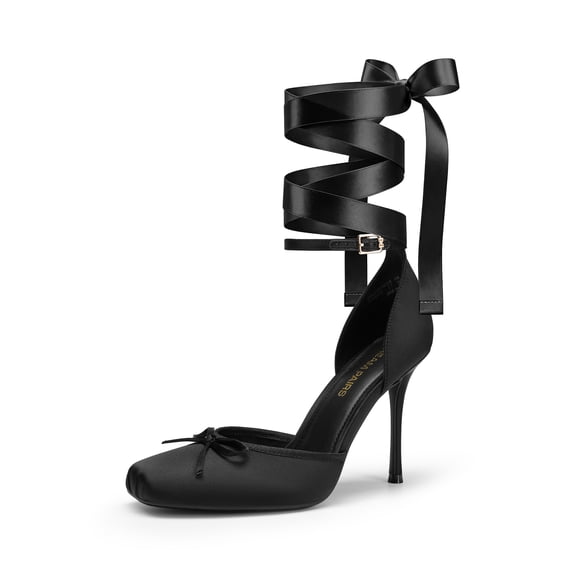 DREAM PAIRS Women's Ballet High Heels Closed Toe Pumps | High Stiletto Heels Adjustable Strap Square Toe Pumps Shoes for Party Wedding Dance