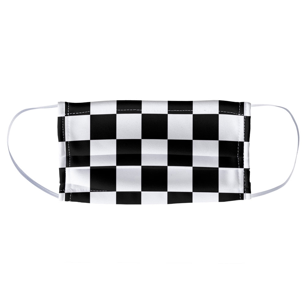 Black And White Checkerboard Pattern 1-Ply Reusable Face Mask Covering, Unisex