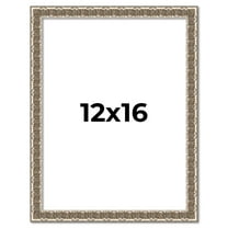 12x16 Frame Silver Versailles Ornate Solid Wood Picture Frame | 1 Inch Moulding Width | Interior