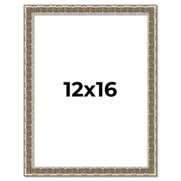 12x16 Frame Silver Versailles Ornate Solid Wood Picture Frame | 1 Inch Moulding Width | Interior