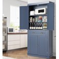 thumbnail image 4 of KIGOTY 72" Tall Kitchen Pantry Cabinet with Drawer and 4 Adjustable Shelves, Freestanding Pantry Storage Cabinets, Wood Cupboard Pantry Cabinet for Kitchen, Dining Room, Living Room, Blue, 4 of 6