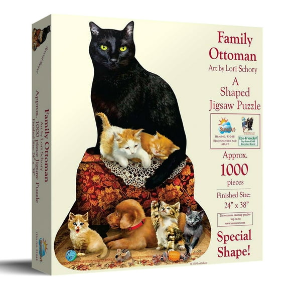 SUNSOUT INC - Family Ottoman - 1000 pc Special Shape Jigsaw Puzzle by Artist: Lori Schory - Finished Size 24" x 38" - MPN# 95048