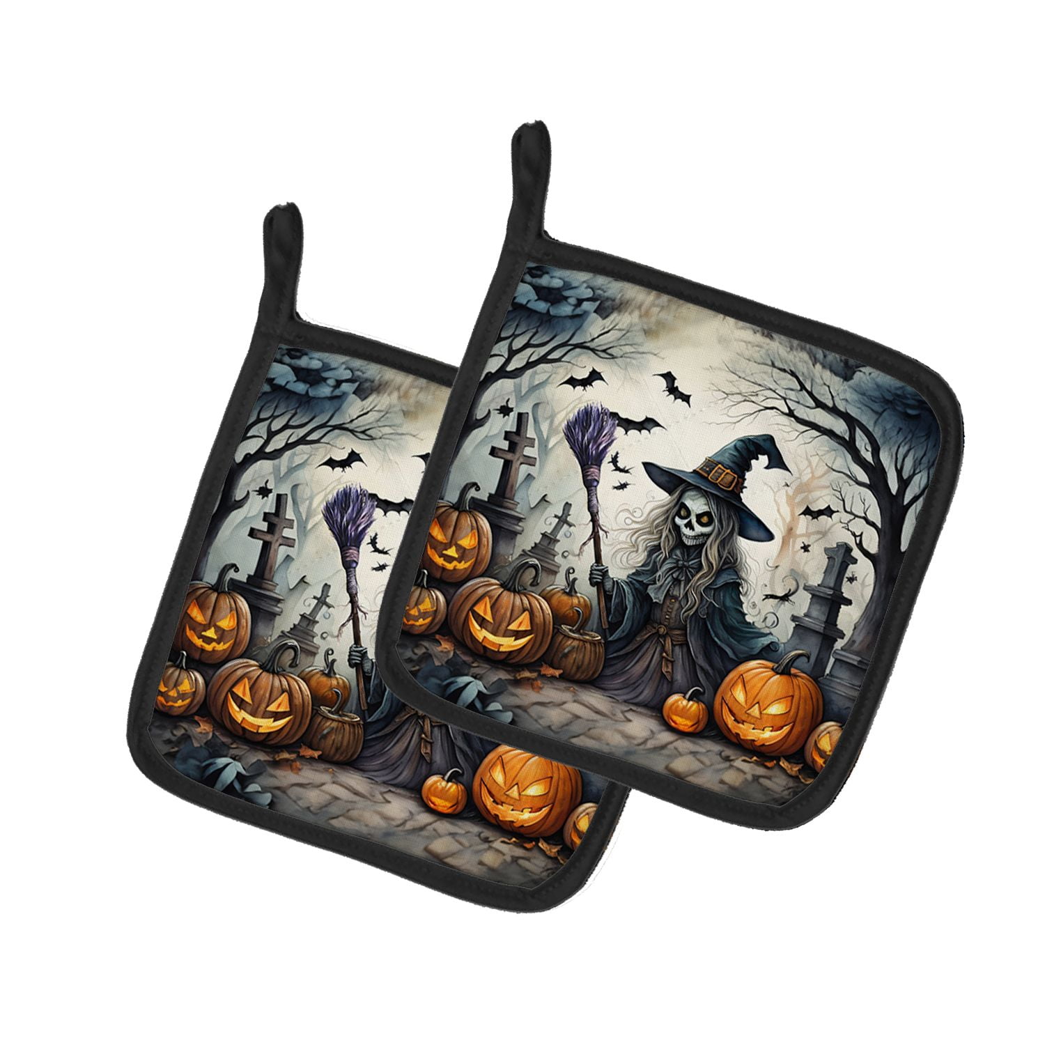 Halloween Pair of Pot Holders 7.5x7.5 Inch Heat Resistant Kitchen Decor