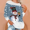 thumbnail image 5 of HOMBOM Womens Merry Sweatshirts Crewneck Light Blue Plus Size Essentials Christmas Fashion Snowman Xmas Sweatshirt for Adult, 5 of 6