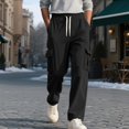 thumbnail image 6 of Men's Corduroy Cargo Pants Straight Leg Relaxed Fit Multi Pocket Drawstring Casual Utility Trousers, 6 of 7
