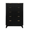 thumbnail image 3 of Fluted 5 Drawers Dresser, 48" Tall Modern Chest of Drawers, Curved Profile Design, Wood Drawer Organizer for Bedroom, Living Room, Hallway, Entryway, 3 of 8