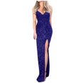 thumbnail image 1 of WEAIXIMIUNG Carnaval Femme Décolleté Profond Paillettes Portefeuille Froncé Sans Manches Robe de Soirée de Boîte de Nuit, 1 of 5