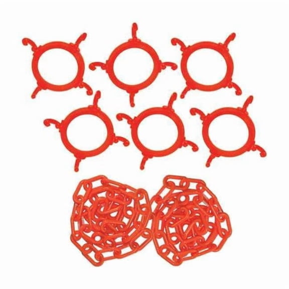 Plastic Chain Kit for Plastic Chain Barrier, Orange, 6 39/50 in Length, Gloss
