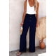 thumbnail image 1 of Pantalones anchos casuales, elásticos, de lino y algodón de color sólido para mujer de primavera y verano de estilo europeo y americano., 1 of 6
