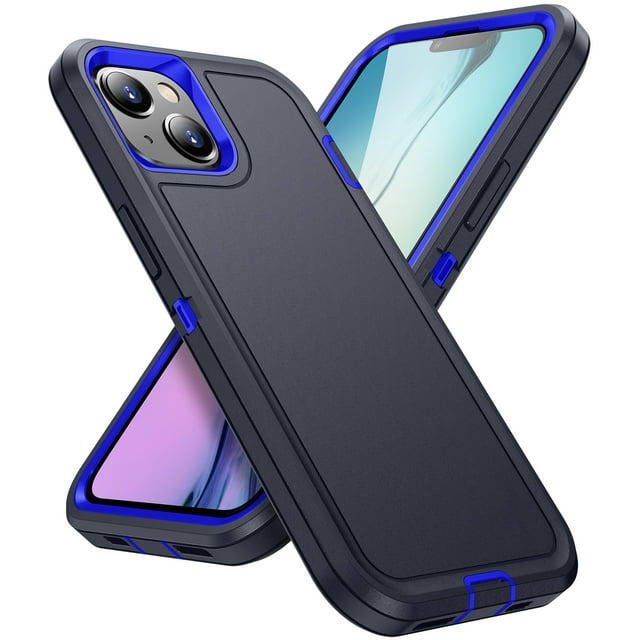 Ancove for iPhone 14 Rugged Case,Military Grade Drop Test Heavy Duty Shockproof Frosted Matte Dual Layer Protective Phone Cover for Apple iPhone 14,Darkblue