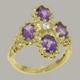 thumbnail image 2 of LBG British Made 9k Yellow Gold Natural Diamond & Amethyst Womens Statement Ring - 33 size options - Size 10, 2 of 6