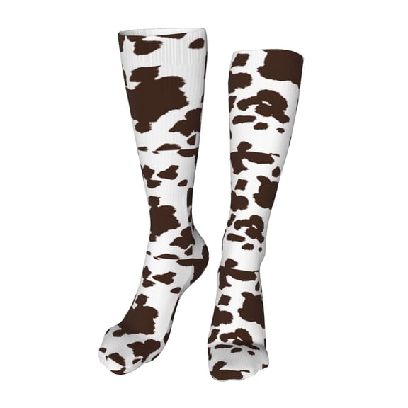Rateoe Brown Cow print Women's Men's Novelty 20in Crew Socks Cotton Socks Knee High Socks for Walking,Running,Nurses,Pregnancy-One Size