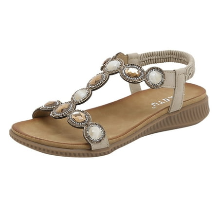 

Women s Fashion Shoes Roman Style Ladies s Sandals Rhinestones Bohemian Style Fashion Women s Slope Heeled High Heels Open Toe Shoes