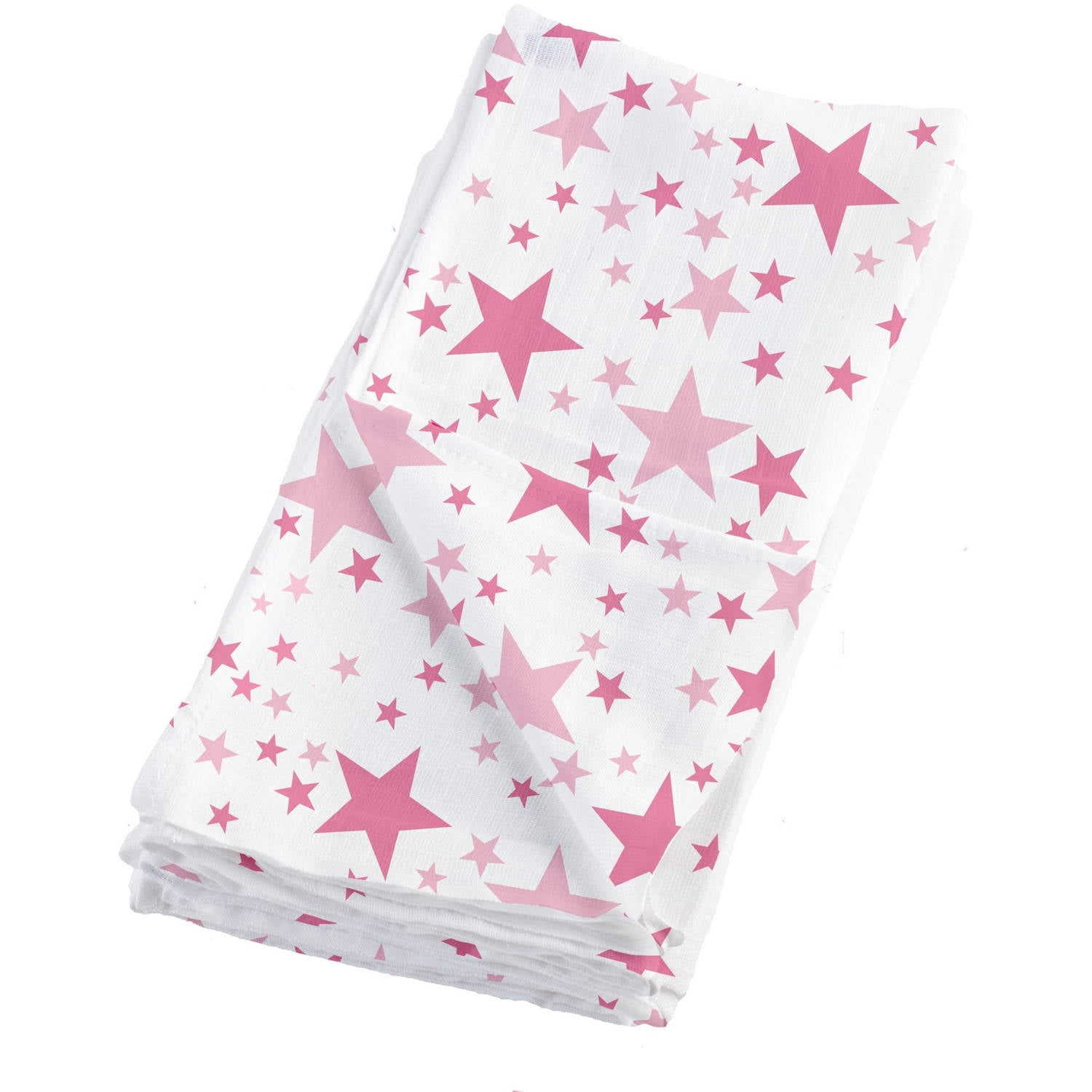 Bambino Mio Miosquares Muslin Squares, 4pk, Pink Stars