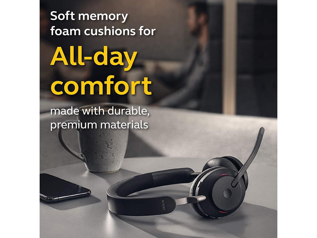 Jabra Evolve2 65 MS Wireless Headphones W/Link 380a Stereo Microsoft Teams