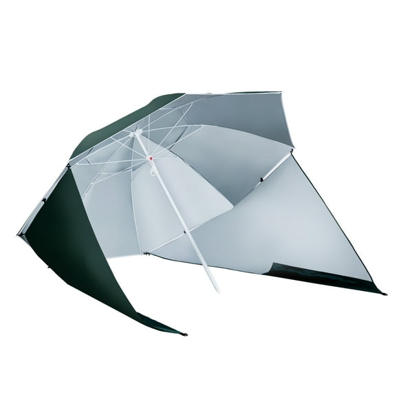 Outsunny 7.5FT 2-in-1 Umbrella Shelter, Beach Umbrella, Dark Green