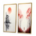 thumbnail image 3 of Designart "Minimal Serenity Moonlit Wanderings" Abstract Landscape Framed Wall Art Set Of 2 - Modern Pink Gallery Wall Frame Set For Home Decor, 3 of 6