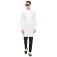 thumbnail image 4 of In-Sattva Men's Indian Mandarin Collar Handcrafted Fine Embroidered Kurta Tunic; Diamond White; XL, 4 of 6