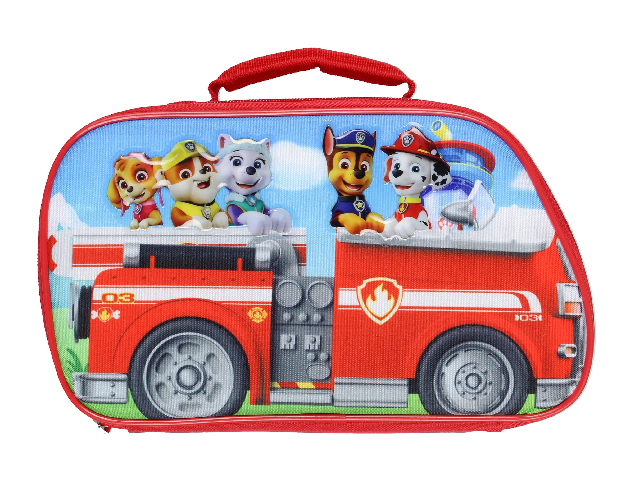 Paw Patrol Lunch Box Skye Chase Marshall Fire Engine Truck Kids Insulated Lunch Bag Lunch Tote 11"
