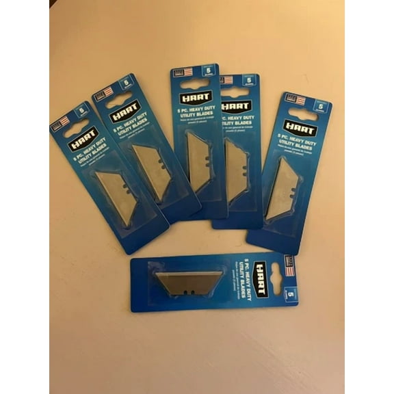6 Packs, Hart 5-Piece Heavy Duty Utility Knife Blade Set (Standard-Size Blades)