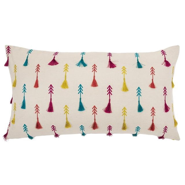 HomeRoots 403393 Bright Tone Feathered Arrows Lumbar Pillow, Rust
