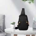 thumbnail image 5 of Mini Crossbody Sling Bag Chest Bag Dual Pocket Water Resistant Fanny Pack Running Phone Holder for Men Women Workout Travelling Black, 5 of 9