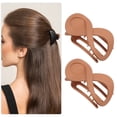 thumbnail image 5 of Unique Bargains 2pcs Plastic Hair Claws Hair Clips Hair Barrettes for Women Matte Orange 3.39''x1.89''x0.91'', 5 of 7