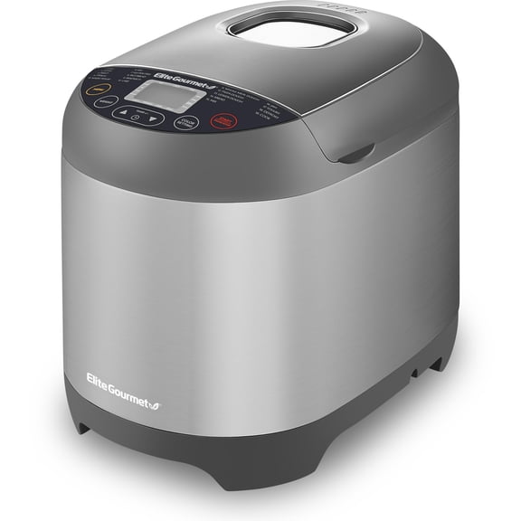 Elite Gourmet 2 Pound Stainless Steel Bread Maker with 19 Preset Functions