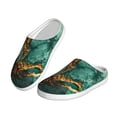thumbnail image 2 of Xecao Emerald Color Gold Marble Print Cotton Slippers Fuzzy Warm Cozy Slippers Non Slip House Slippers For Indoor Outdoor Cotton Slippers House Slippers-11, 2 of 7