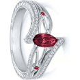 thumbnail image 4 of Anillo para mujer shaofei con gemas artificiales ovaladas y diamantes de imitación rosa rojo tamaño 7, 4 of 5