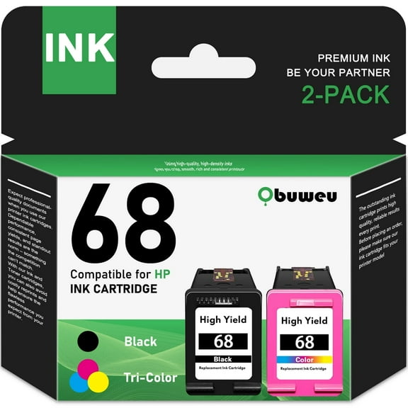 68 Ink Cartridge Compatible for HP 68 Ink Cartridges for Envy 6552e 6555e 6155e 6152e 6558e 6552e 6555e Printers Black/Tri-Color 2-Pack
