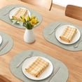 thumbnail image 2 of Placemats Set of 6 Oval  Leather Placemats for Kitchen Dining Table Decor Heat Resistant Table Placemats Wipeable Table Mat Light Green 17.7x11.8inch, 2 of 6