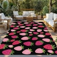 thumbnail image 3 of Fsddascl Red Pink Strawberry Outdoor Rug for Patio/Deck/Porch, Non-Slip Large Area Rug 4 x 6 Ft, Black Lovely Summer Spring Fruit Indoor Outdoor Rugs Washable Area Rugs, Camping Rug Carpet, 3 of 5