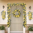 thumbnail image 4 of 6Ft Christmas Garland with Lights, Pre-lit Silver White Christmas Garland with Pinecones Berries Poinsettia Battery Operated Lights for Indoor Outdoor Fireplace Staircase Decoration, 4 of 4