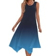 thumbnail image 3 of gakvbuo Summer Tank Dress For Women Maxi Dress Sundress Women's Gradient Dress Sleeveless Crew Neck Drawstring Casual Ruffled A-line Mini Skirt, 3 of 8